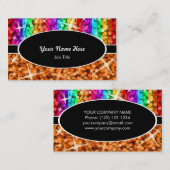 Visite Glitz Mix Rainbow Orange noir ovale carte de visit (Devant / Derrière)