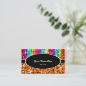 Visite Glitz Mix Rainbow Orange noir ovale carte de visit (Debout devant)