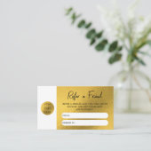 Visite Gold Foil Business Référer Une Carte De Référence  (Debout devant)
