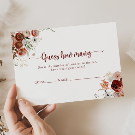 Visite Gold Rustic Floral Devinez Combien De Carte De Jeu