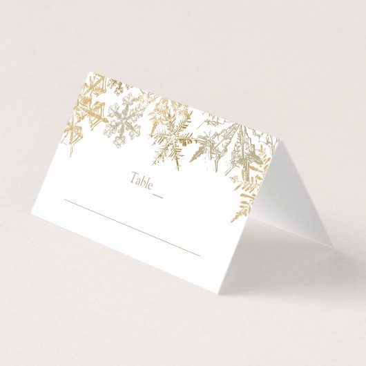 Visite Gold Snowflakes Mariage d'hiver Elégante carte de  (Devant)
