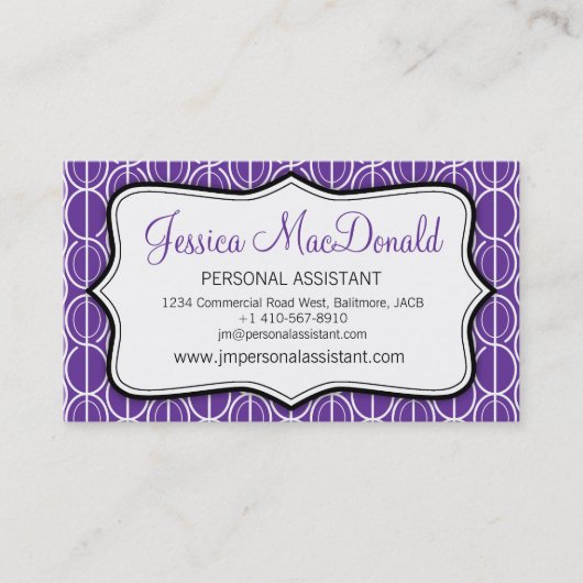 Visite Graphique ovales violet, noir & blanc carte de vis (Devant)