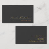 Visite Gris Chic Script Trend Stylish Agent Carte de visi (Devant / Derrière)