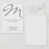 Visite Gris Monogramme Blanc Unique Design Carte de visit (Devant / Derrière)