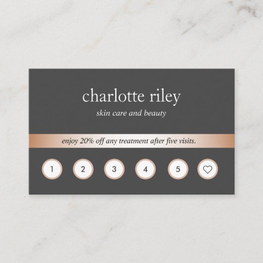 Visite Gris | Rose Gold 6 Punch Carte de fidélité client (Devant)