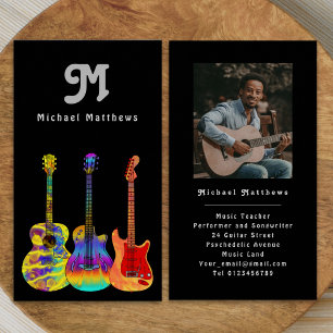 Visite Guitare Professeur Personnalisé Photo Carte de vis