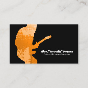 Visite Guitariste Grunge Orange Silhouette Carte de visit