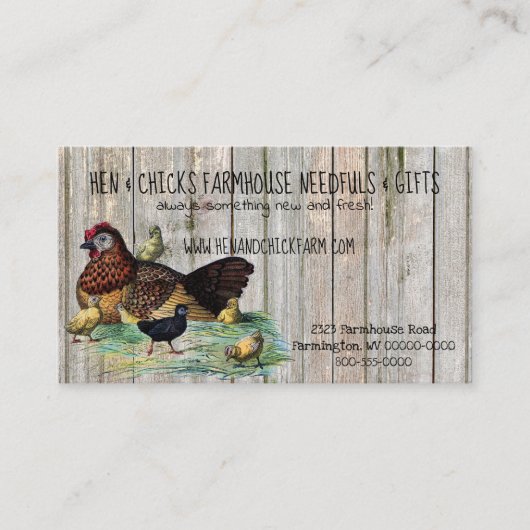 Visite Hen & Chicks Rustic Farmhouse Style Carte de visit (Devant)