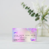 Visite Holograph Pastel unicorne Moderne Style de carte d (Debout devant)