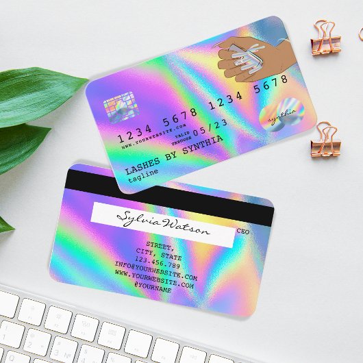 Visite Holographe Carte de crédit Nail Tech