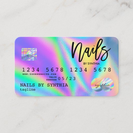 Visite Holographe Carte de crédit Nail Tech (Devant)