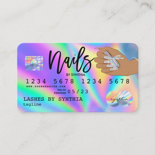 Visite Holographe Carte de crédit Nail Tech (Devant)