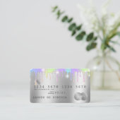 Visite Holographe Silver Unicorn Lash de carte de crédit  (Debout devant)