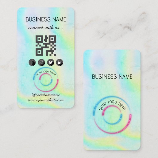 Visite Holographique -Médias sociaux QR Code Carte de vis (Devant / Derrière)
