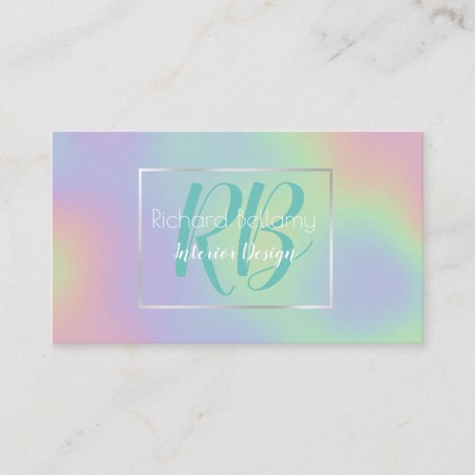 Visite Holographique moderne Rainbow Metal - Carte de vis (Devant)