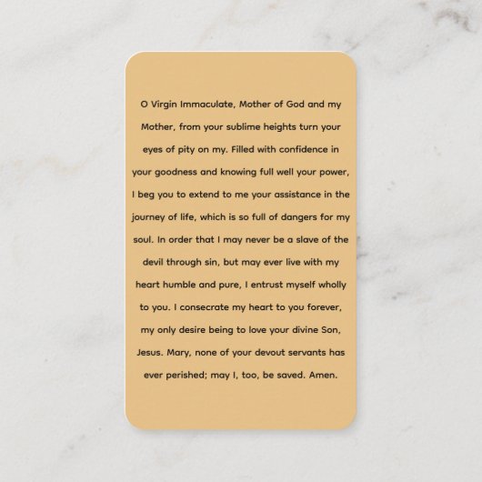 Visite Immaculée Conception et carte de prière du serpent (Dos)