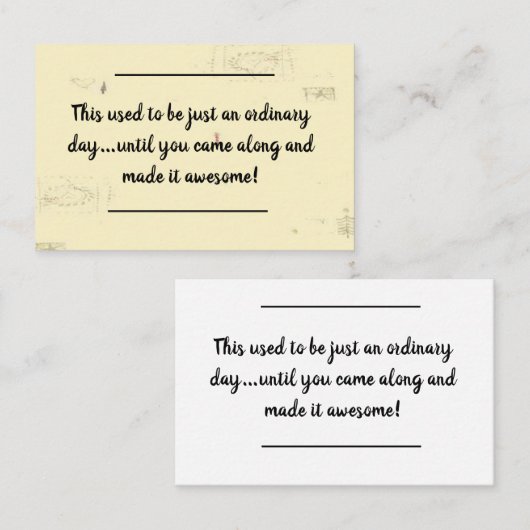 Visite Infos carte - Message d'anniversaire - Pas de jour (Devant / Derrière)