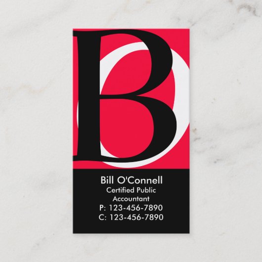 Visite Initiales Carte de visite/ Rouge (Devant)