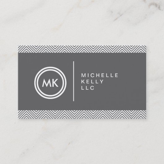 Visite INITIALES LOGO avec CHEVRON MOTIF 1 Carte de visit (Devant)