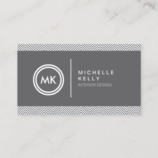 Visite INITIALES LOGO avec CHEVRON MOTIF 2 Carte de visit (Devant)