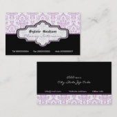 Visite Intérieur noir violet blanc damassé carte de visit (Devant / Derrière)