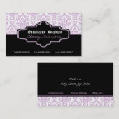 Visite Intérieur noir violet blanc damassé carte de visit (Devant / Derrière)