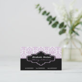 Visite Intérieur noir violet blanc damassé carte de visit (Debout devant)