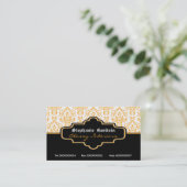 Visite Intérieurs damassés noir orange blanc carte de vis (Debout devant)