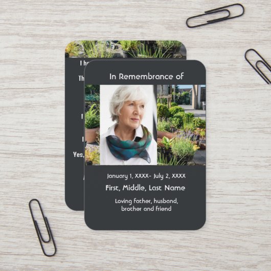 Visite Jardin Jardin de jardinage de carte Memorial (Devant/Arrière en situation)