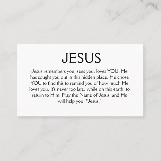 Visite Jésus se souvient de votre carte (Devant)