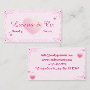 Visite Jolie carte de salon de beauté rose doux Liceria &