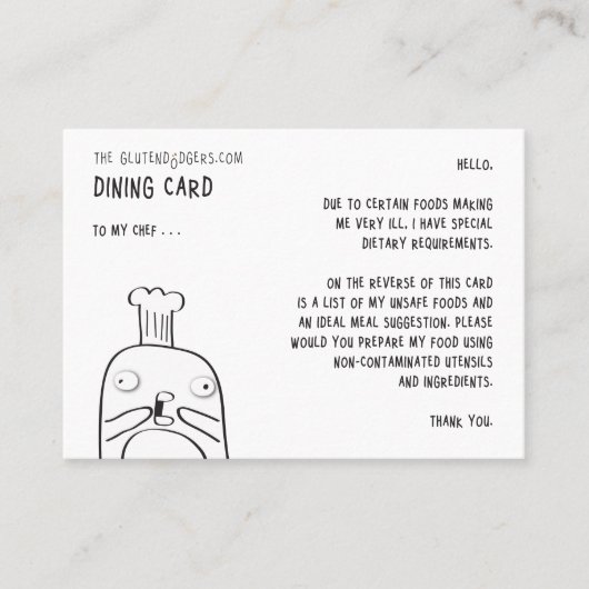 Visite La carte dinante de Dodger de gluten (Devant)