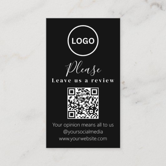 Visite Laissez-nous un commentaire | Code QR Carte de vis (Devant)