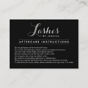 Visite Lashes de glam Script Argent/noir carte de soins p