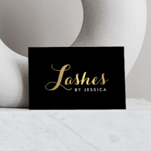 Visite Lashes de Glam Script Texte or/noir Carte de visit