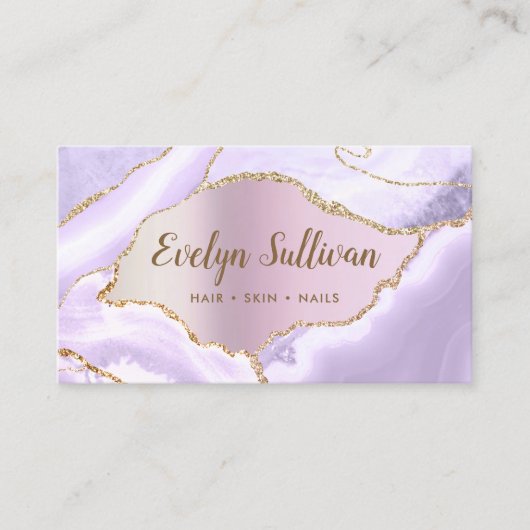 Visite Lavender Agate Faux Pearlescent Foil carte de visi (Devant)