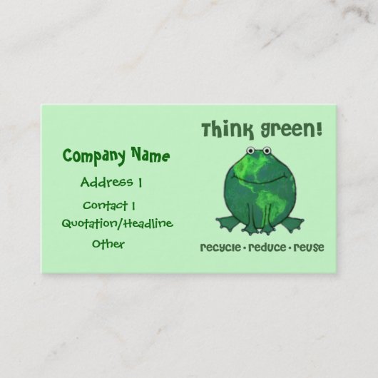 Visite Le vert de l'environnement réutilisent le carte de (Devant)