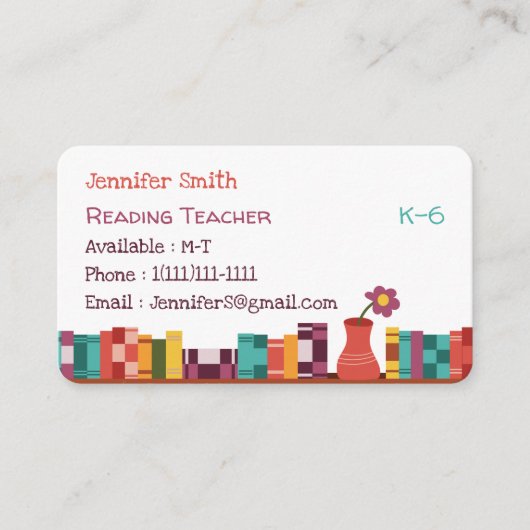 Visite Lecture de la bibliothèque de l'enseignant Carte d (Devant)