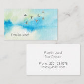 Visite Les oiseaux d'aquarelle dans le ciel Carte de visi (Devant / Derrière)