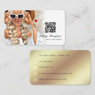Visite Liste de cheveux Code QR Business Car Carte de vis
