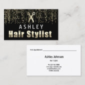 Visite Liste de cheveux Salon Lumière Gold Carte de rende (Devant / Derrière)