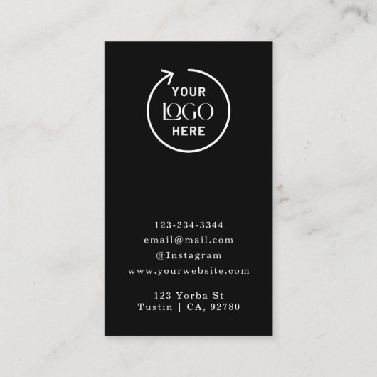 Visite Logo | Carte d'affichage de la bijouterie noire (Devant)