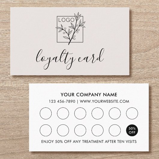 Visite Logo Carte de Fidélité Moderne 10 Emplacements Bla