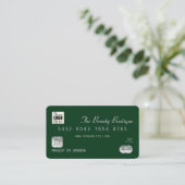 Visite Logo Chic Forest Green Silver Luxe Carte de crédit (Debout devant)