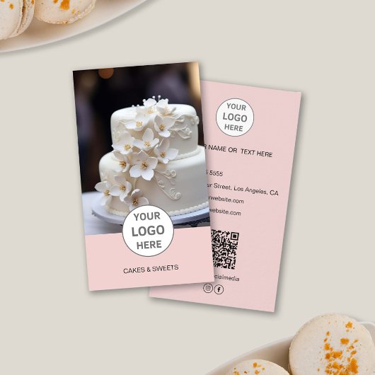 Visite Logo de la boulangerie de gâteaux Photo QR Carte d