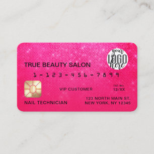 Visite Logo de la carte de crédit Girly Neon Pink Sequin