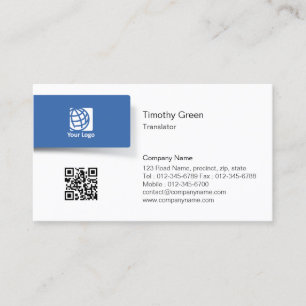 Visite Logo de l'onglet bleu du traducteur Carte de visit