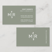 Visite Logo du jardinier blanc Monogramme | CARTE DE VISI (Devant / Derrière)