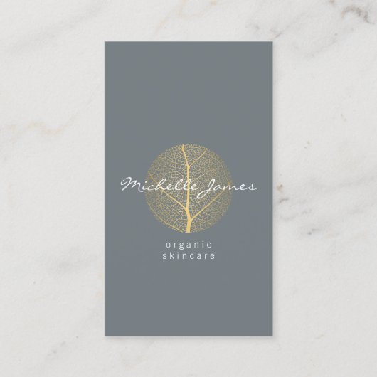 Visite Logo Elegant Gold Leaf sur Slate II Carte de visit (Devant)