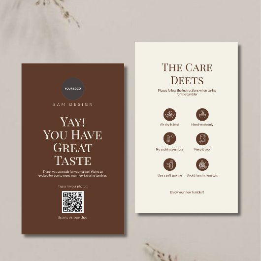 Visite Logo et code QR d'instruction de carte de tumbler 
